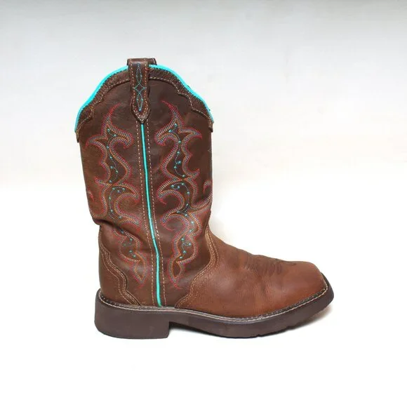 Womans Justin Gypsy Boots Size 9 B Brown Leather Cowgirl Western Boot - Picture 2 of 8